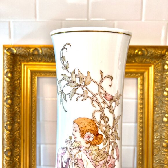 KAISER - Vintage 1960s 'La Boheme' Art Nouveau-Style Vase - MCM, Gold, Floral - Picture 6 of 12